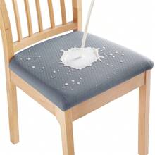 4pcs Waterproof Checked Damask Dining Chair Cover Removable Anti-Slip Chair Seat Cushion Cover For Kitchen