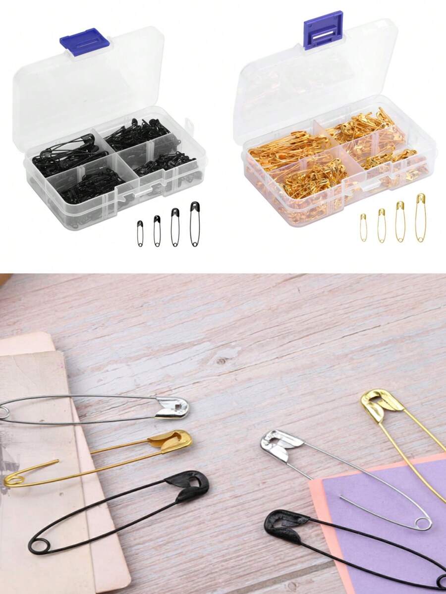 1 conjunto 4 tamanhos Alfinetes de Aço Inoxidável, Alfinetes de Etiquetas de Roupas, Alfinetes de Uso Múltiplo com Caixa de Armazenamento