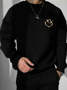 Men's Letter Print Oversized Crew Neck Loose Fit Sweatshirt