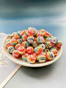 10pcs/20pcs/50pcs/100pcs/200pcs Minimalist Cute Acrylic 8mm/10mm/12mm/16mm Optical Rainbow Lollipop Round Beads, Random Color Mix For DIY Craft Necklace Pendant - Lollipop Series - View 22