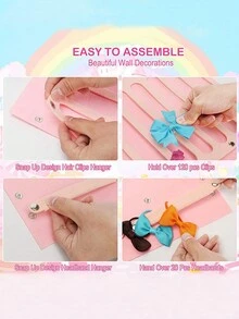 1 件小号粉色毛毡配饰收纳袋：眼镜盒、发夹/配饰收纳袋、发带、头带和珠宝发夹化妆品收纳袋 - 粉色 - 查看 4