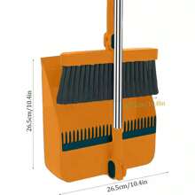 Long Handled Dustpan And Brush Set Strong Metal Handle Dust Pan & Broom Sweeper - Yellow - View 2