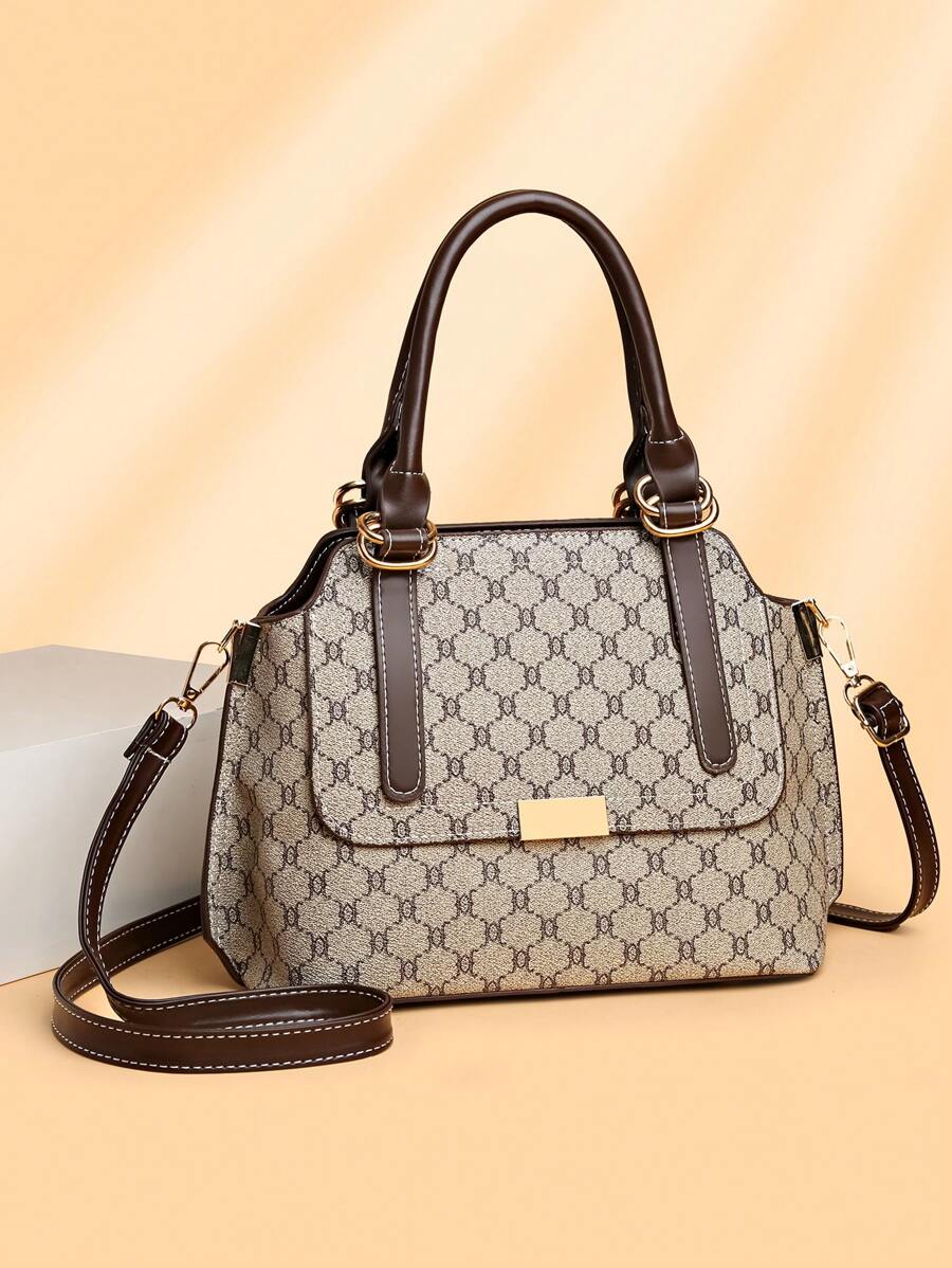 Fashion Large Capacity Tote Handbag, Floral Print Middle-Aged Women Shoulder Bag