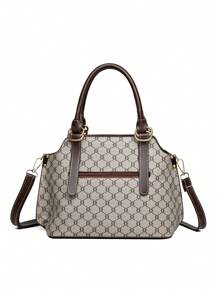 Fashion Large Capacity Tote Handbag, Floral Print Middle-Aged Women Shoulder Bag