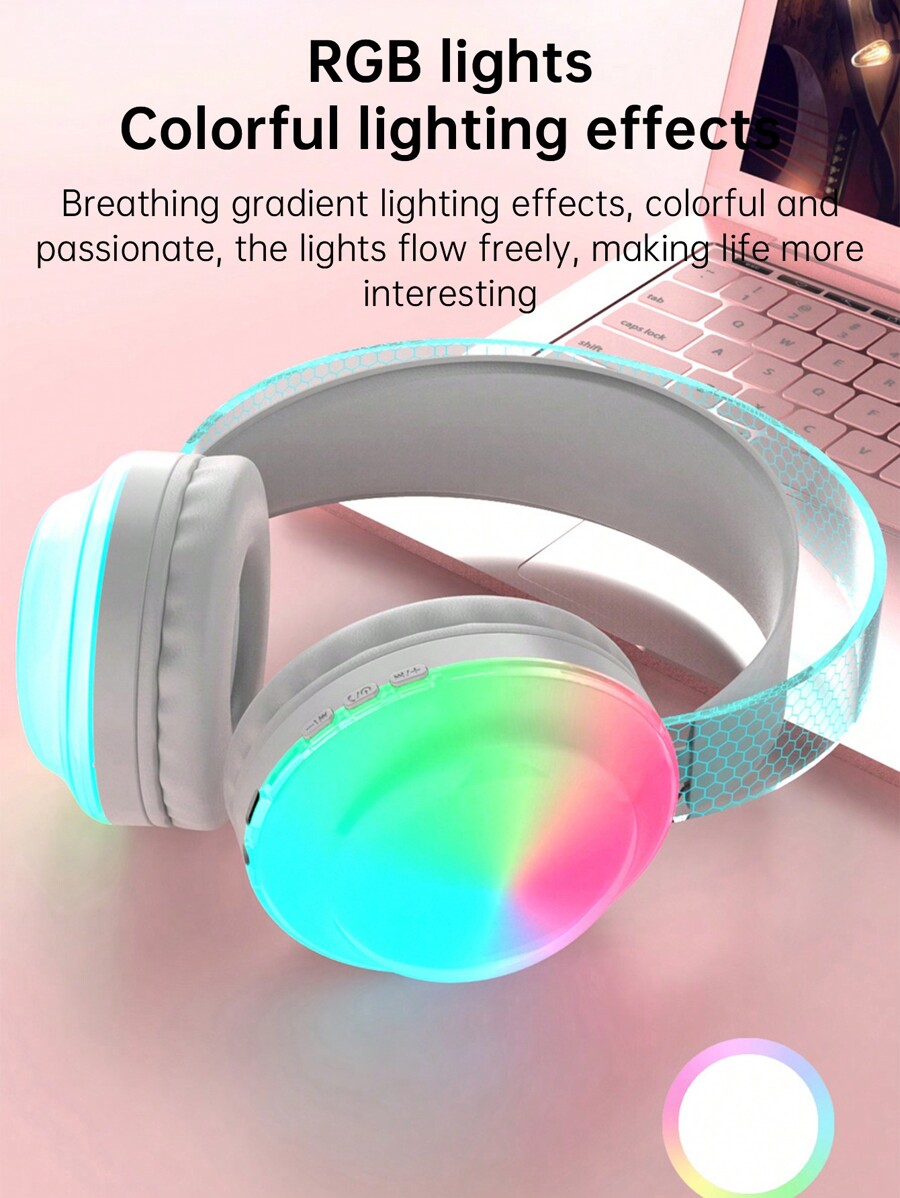1 Pc RGB Colorful Luminous Wireless Gaming Headset High Sound Quality