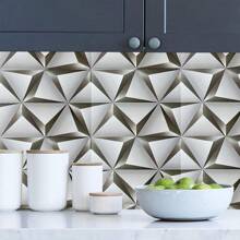 1pc Self-Adhesive Wallpaper, Gray 3D Geometric Pattern Peel And Stick Contact Paper, Waterproof And Removable For Living Room, Kitchen, Bedroom, Dorm, Furniture Refinishing, Autumn Wall Decor - Grey - View 6