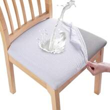 4pcs Waterproof Checked Damask Dining Chair Cover Removable Anti-Slip Chair Seat Cushion Cover For Kitchen