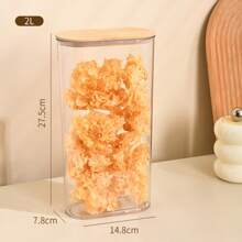Rectangle Clear Storage Containers With Lids, Clear PET Jars With Bamboo Lids, Clear Food Storage Jar, Sugar Coffee Containers, Pantry Storage Container For Pasta Tea Candy Nuts - Multicolor - View 15
