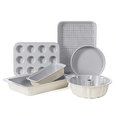 RIOVARM Set di stampi da forno in ceramica antiaderenti 7 pezzi Set di stampi da forno Teglie per forno Set da forno Teglia da forno Stampo per torte