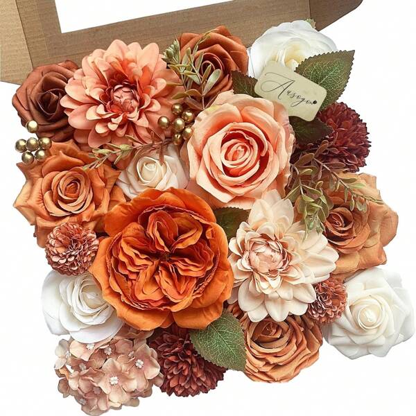 AUSOGO 21pcs/Set Artificial Flowers For Fall Season, DIY Wedding Bouquet, Bridal Shower Centerpieces, Party & Home Decor, Cake Decorations, Winter, Table Decoration,Centerpieces,Artificial Flowers,Plastic Flowers, Valentine Day, Gift Gifts Birthday Graduation