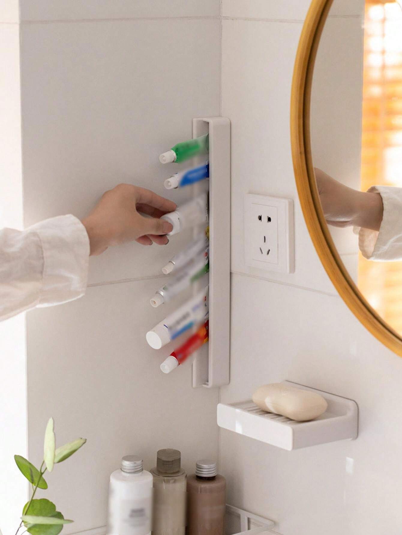 No Drill Toothpaste Storage Organizer, Bathroom Wash Gel Toothpaste