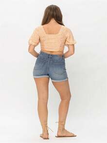 Judy Blue High Waist Shorts - 藍色 - 查看 4