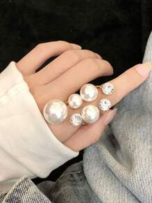 1 Pc Opening Adjustable Faux Pearl Ring Personalized Everyday Wear Gift For Ladies - Adjustable - View 11