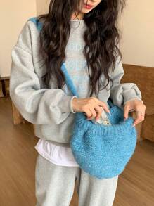 1pc Two-Way Cozy Knit Beanie Hat With Tie Design, Warm And Versatile For Women In Autumn & Winter