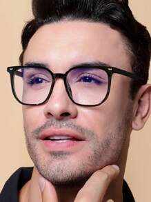 1 Pair Men's Acrylic Casual Lightweight Square Frame Fashion Black Glasses, Suitable For Daily Reading And Commuting - Multicolor - View 2