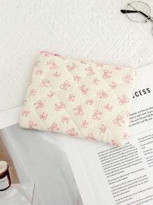 1 Piece Cute Bow Knot Cosmetic Pouch For Small Items Storage Bag Travel Clutch Cosmetic Makeup Pouch Bag - Toiletry Organizer Purse Wristlet Aesthetic Simple Floral Makeup Pouch For Purse Cute Clutch Fabric Flowers Small Cosmetic Pouch Bag With Pink Zipper Beauty Bag, Women Makeup Bag Pouch Travel Toiletry Organizer, Back To School Teacher Gift, Christmas Pattern Tot Bag Christmas Tree Ms. Gift Bag Is Suitable For Christmas Gifts To Friends, Boho Vibes,For Holiday Beach, Bathroom Collection, Bedroom Collection, Large Capacity