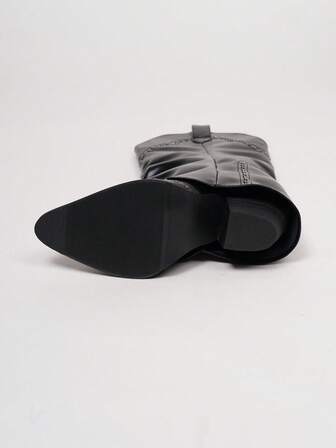 女式西部靴，复古铆钉踝靴，时尚尖头粗跟高筒靴，马靴