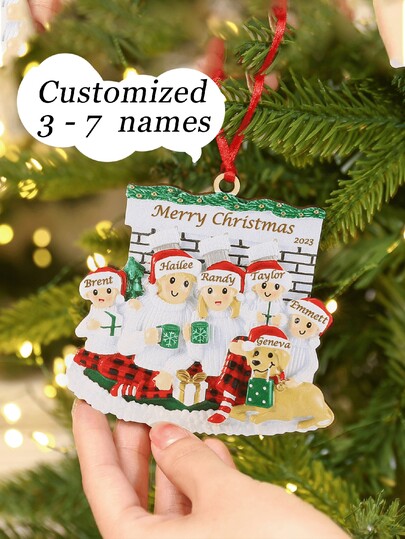 Decorações de árvore personalizadas, personalizadas com nomes de familiares, pingentes para decoração de árvore, artigos de decoração para casa para o Dia dos Namorados, presentes de decoração para o Dia dos Namorados, aniversário e formatura