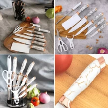 Bộ dao nhà bếp có chân đế Bộ dao kéo hiệu ứng đá cẩm thạch 9 món có chân đế xoay - ngẫu nhiên - Xem 2