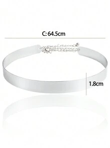 Women Full Metal Sleek Mirror Plate Waistband Belt Chain Dress Decorated Skinny Golden Silver Belt Halloween Fall, Autumn, Halloween