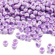 30 hạt nhựa Acrylic sọc rực rỡ 10mm dùng làm vòng tay, dây đeo điện thoại, móc chìa khóa, đồ trang sức làm từ túi xách tự làm - Hạt tròn sọc phẳng bằng nhựa acrylic 10 mm phong cách đầy màu sắc - Xem 10