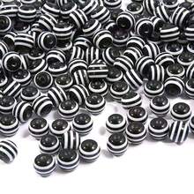 30 hạt nhựa Acrylic sọc rực rỡ 10mm dùng làm vòng tay, dây đeo điện thoại, móc chìa khóa, đồ trang sức làm từ túi xách tự làm - Hạt tròn sọc phẳng bằng nhựa acrylic 10 mm phong cách đầy màu sắc - Xem 2