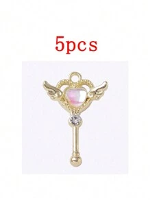 5pcs/Pack Fashion Magic Wand Shaped Zinc Alloy Pendant Charms, Kawaii Fashion Supplies Wholesale
