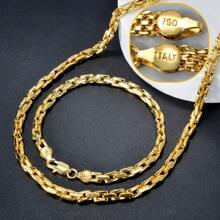 Conjunto de Joias Colar e Pulseira de Corrente de Cobre Banhada a Ouro 18k Estilo Hip Hop Sueco Itay para Mulheres