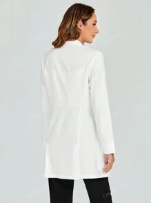 cimmuovere White Long Sleeve Lab/Surgeon Smock Coat, Nurse Uniform,  Practitioner Uniform, Dental Doctor Uniform Coat
