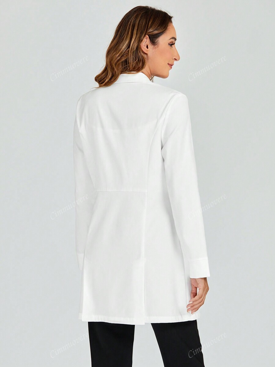 cimmuovere White Long Sleeve Lab/Surgeon Smock Coat, Nurse Uniform