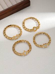 1 pieza Pulsera de acero inoxidable con esfera de números romanos y cuentas, estilo INS para citas de verano y fiestas