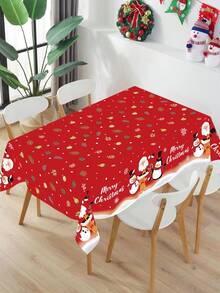 1pc 130*220cm Christmas Design Plastic Table Runner, Santa Claus Snowman Penguin Snowflake Elk Christmas Tree Design Plastic Table Runners, Christmas Party Disposable Tablecloth Table Cover Perfect Decoration For Christmas 2025 New Year Home Christmas Party Room Dinning Table Decoration Supplies, Christmas Ornaments, Christmas Gifts, Christmas Decoration Birthday Christmas Decorations Winter Room Decor - Christmas Wallpaper - View 2