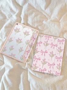 Ayotu 1 个蝴蝶结和花朵保护套，带笔架，支持自动睡眠/唤醒盖，具有防摔功能，带 iPad - 彩色 - 查看 4