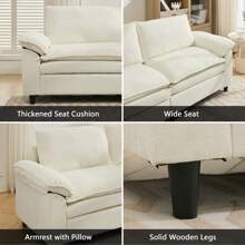 Modular Sectional Sofa, Modern 85 Inch Loveseat Couch With Throw Pillows, 2-Seater Comfy Cloud Couches With 1 Or 2 Movable Ottomans For Living Room Office Apartment - 米色雙人沙發+腳凳 - 查看 6