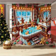 1 tấm rèm tắm Giáng sinh mùa đông kẹo mía bánh gừng màu đỏ xanh lá cây vui nhộn, polyester chống thấm nước có thể giặt bằng máy cho phòng tắm hoặc vòi hoa sen trang trí phòng tắm hoặc phòng tắm với 12 móc trang trí phòng tắm gia đình mùa hè - Nhiều màu - Xem 2