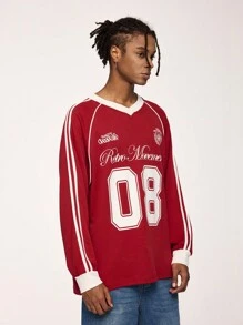 INFLATION 全新冬季品牌街头服饰美式男士运动衫上衣 - 紅色 - 查看 1