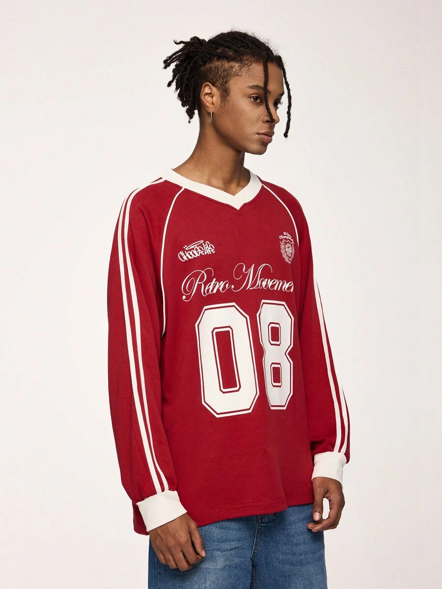 INFLATION 全新冬季品牌街头服饰美式男士运动衫上衣 - 紅色 - 查看 1