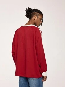 INFLATION 全新冬季品牌街头服饰美式男士运动衫上衣 - 紅色 - 查看 5