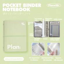 Cuaderno mini A7 ultra compacto - Diseño de simplicidad de dos tonos - 44 hojas sueltas para scrapbook y planificador - Carpeta portátil de 6 anillas para estudiantes y profesionales