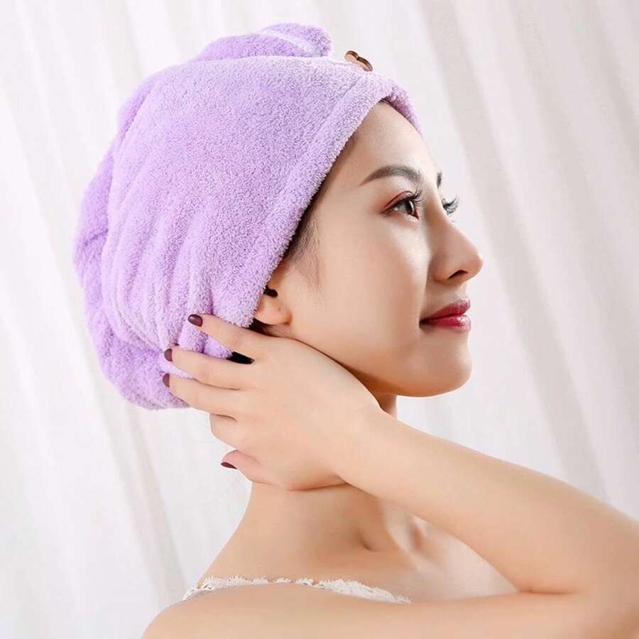 KIT1/2/4pcs Microfiber Hair Drying Cap/Towel Bath Colors Soft Fabric Children Or Adult23x58cm - Màu sắc ngẫu nhiên - Xem 1