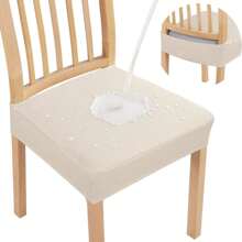 4pcs Plaid Textured Waterproof Dining Chair Seat Covers Removable Anti-Slip Slipcovers Universal For Kitchen Chairs