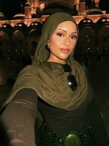 1 件柔软长袍配饰，透气轻便纯色莫代尔头巾，带配饰面纱衣服