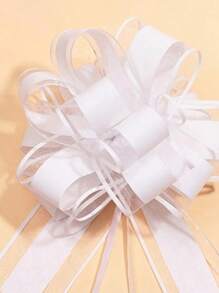 10 pièces - Fleur de ruban à tirer pour voiture de mariage, décoration pratique d'emballage-cadeau Fleur blanche 3D, fleur de décoration de poignet de mariée et de demoiselle d'honneur pour thème de mariage DIY, fleur de fixation de rideau, de nappe, de bonbons, de panneau, d'emballage-cadeau de fête d'anniversaire de mariage, de décoration de chambre, de Noël, de Thanksgiving, fournitures de décoration artisanale DIY