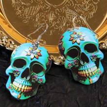 哥特式骷髅亚克力耳坠 - 不锈钢耳针，朋克风格，无电镀，日常和派对佩戴，万圣节配饰，适合所有季节 - 新款 - 查看 14