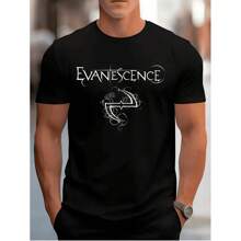 Men's T-Shirt With Evanescence Band Print - 黑色 - 查看 1