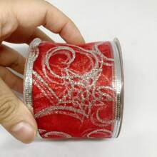 1/2/4 Peças Fita Natalina Com Decoração de Glitter, Prateada, Vermelha 3,8cm x /5cm x PARA Laços de Árvore de Natal, Embrulhos de Presentes, Decoração de Natal, Halloween, Decoração de Halloween