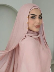 1 件柔软长袍配饰，透气轻便纯色莫代尔头巾，带配饰面纱衣服