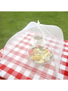 1pc Pop-Up Food Cover Mesh Screen Tent, Food Protecting Umbrella, Breathable Picnic Food Protector - White - View 2