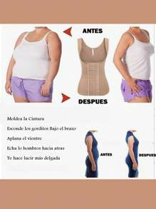 Chaleco/Camiseta faja entrenador de cintura, esconde el vientre y gorditos bajo el brazo, diseño de reloj de arena con ganchos ajustables