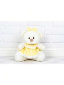 Teddy Bear Plush Straw Polka Dot Baby Dress 15 Cm - Ideal For Niches And Decorations - Chấm bi màu vàng - Xem 1